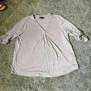 Adrianna Papell Womens Low V-Neck Blouse Top Shirt Size XL- Color vintage Blush